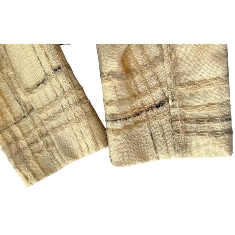 I Magnin & Co Cream & Black Plaid Wool Womens Tweed Blazer Jacket With Front Poc - Picture 9 of 9